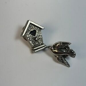 Unbranded Birdhouse Bird Silver Tone Pin Set Preowned Nature Lapel Pins Small